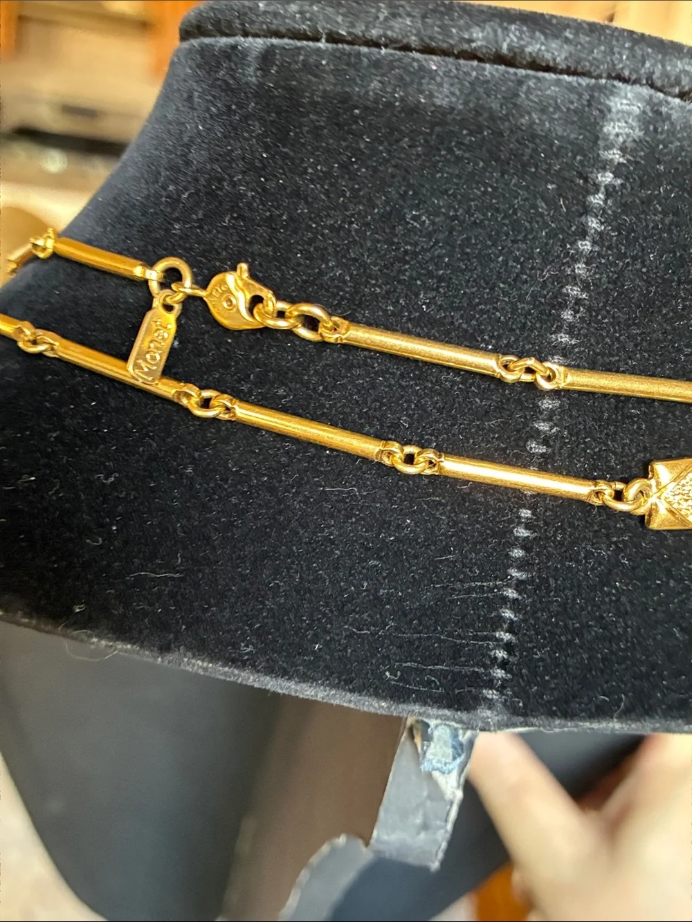 Monet Gold-Tone Double Strand Link Necklace with Textured Bars
